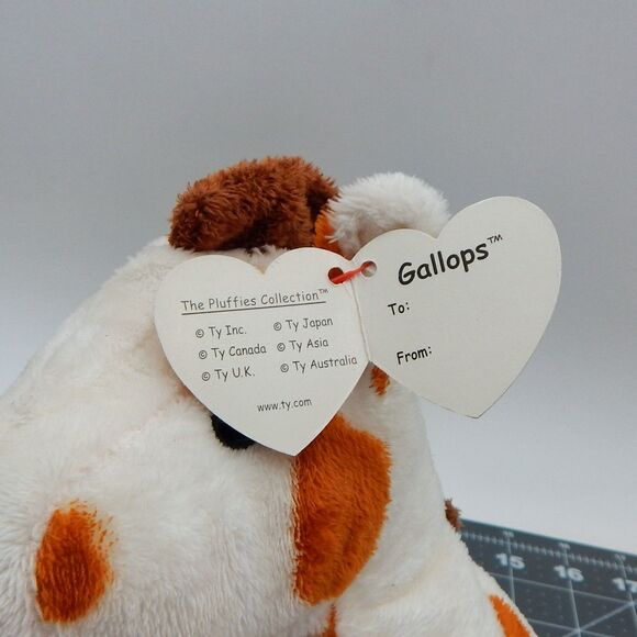 Ty Pluffies Gallops Horse White Brown Spotted Pony 2005 Tylux Stuffed Plush - Picture 13 of 13